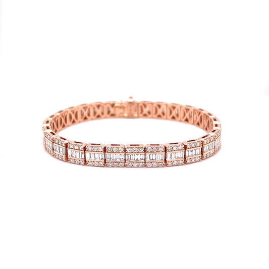 18k Rose Gold Round & Baguette Diamonds