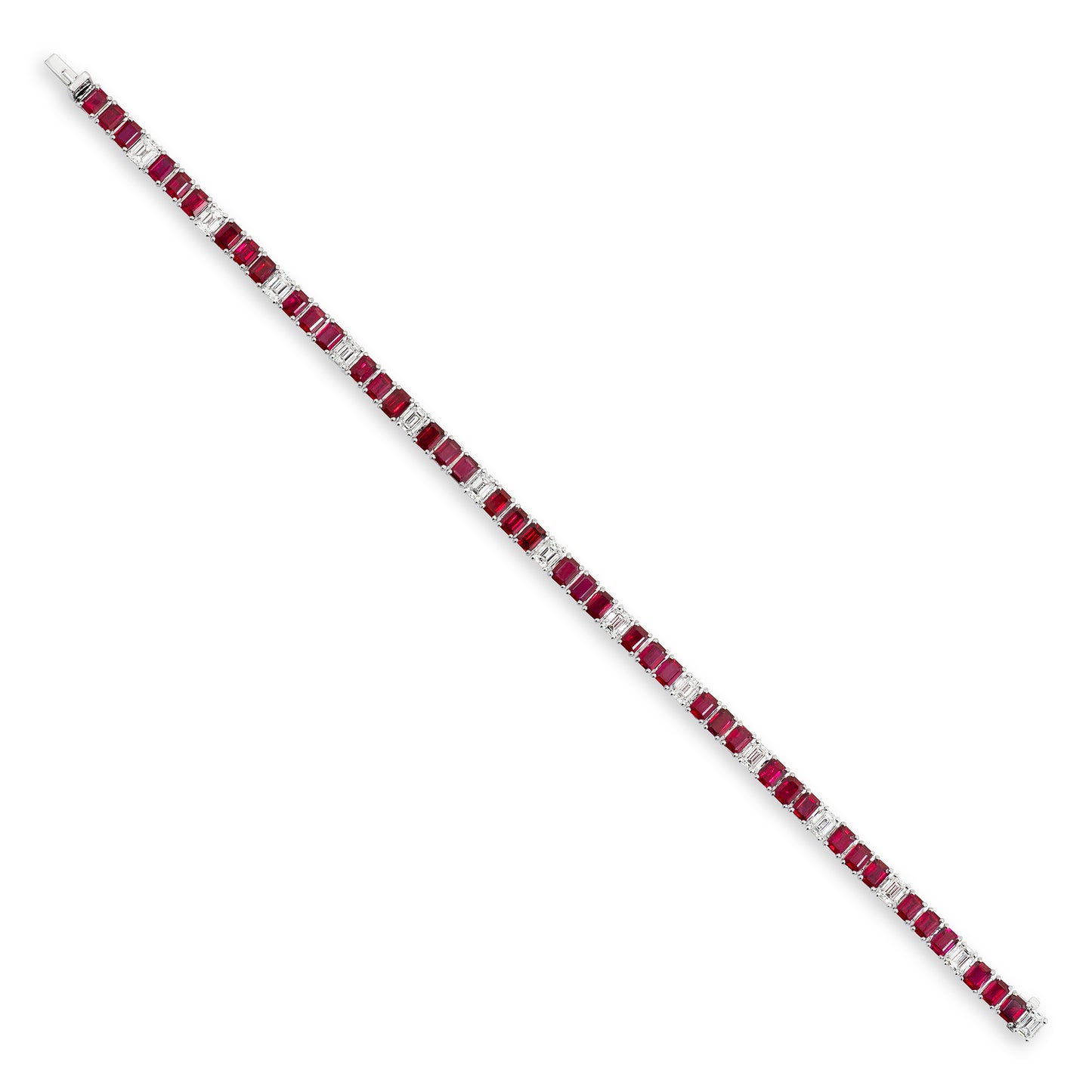 Ruby & Diamond Emerald Cut Tennis