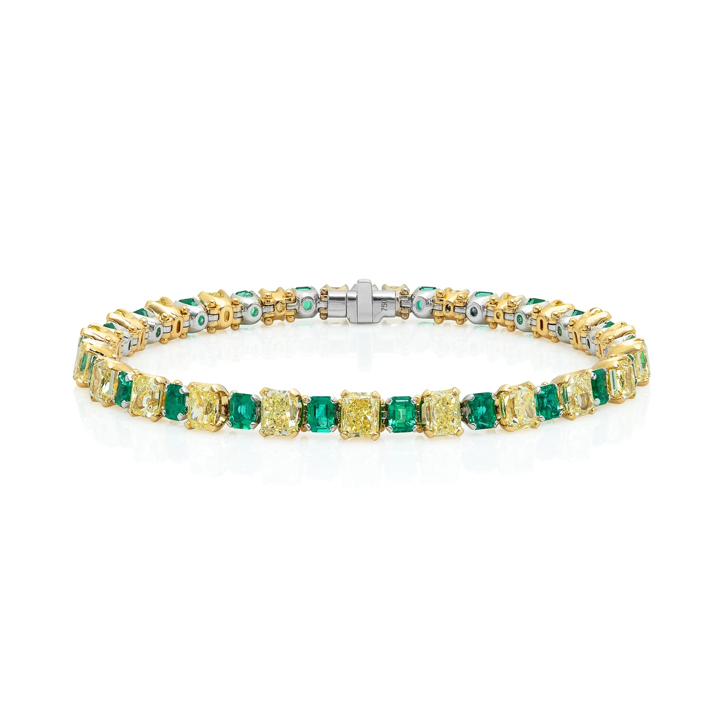 Yellow Diamond & Emerald Tennis Bracelet