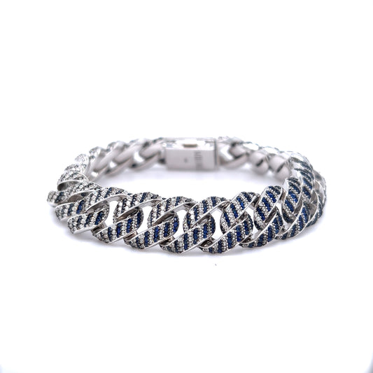 Patented 14k White Gold - Diamond & Sapphire Cuban Link