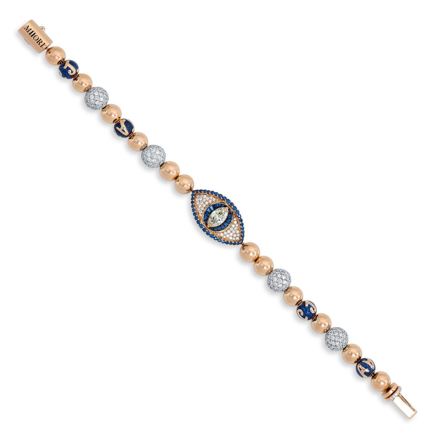 18k Rose Gold - Diamond Evil Eye - Diamond Beads