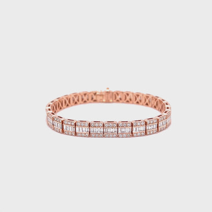 18k Rose Gold Round & Baguette Diamonds