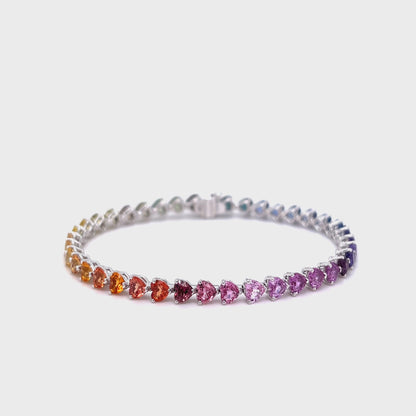 Heart Shape Rainbow Sapphire Bracelet