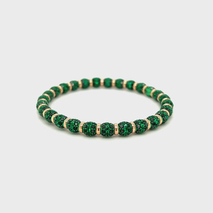 18k Gold Full Pave Emerald & Diamond Flexible Bracelet